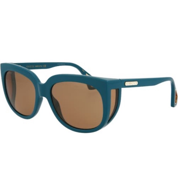Gucci Accessories - ⚡️ HOST PICK⚡️ GUCCI Shiny Solid Teal Square Sunglasses NEW w velvet logo case